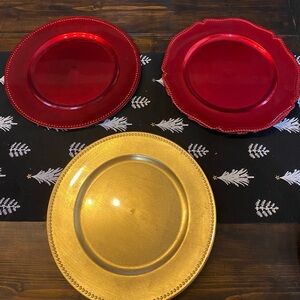 Kirklands Red and Gold Charger Plates